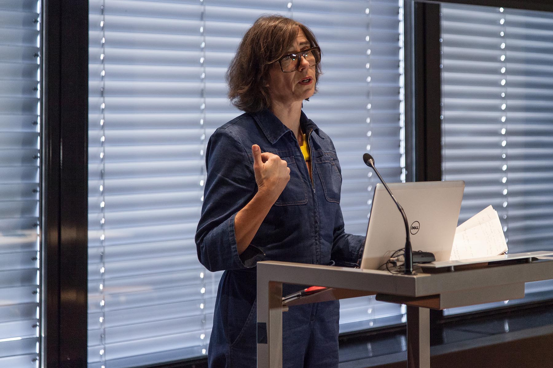 Visual artist Wendelien van Oldenborgh discussing looping and repetition in her video piece "La Javanaise". Ph: Konstantin Guz